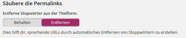 Stopp Wörter aus URL entfernen im Yoast SEO Tool